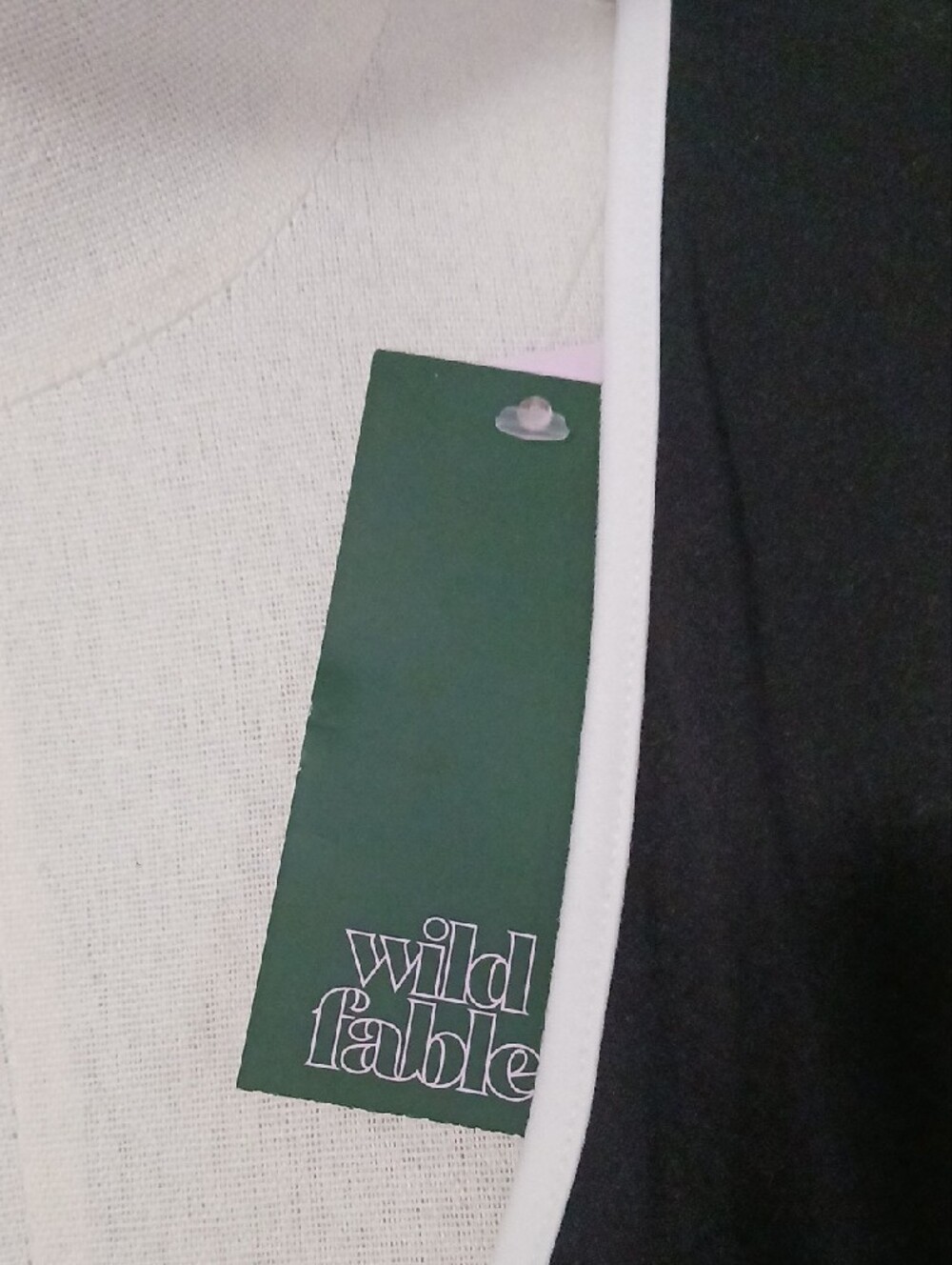 NEW! wild fable- Black Wrap-Style Long Sleeve Top with White Trim - Picture 2 of 12